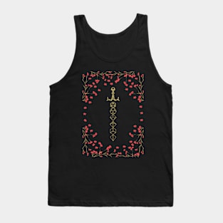 Red Flowers Polyhedral Dice Set Sword Tank Top